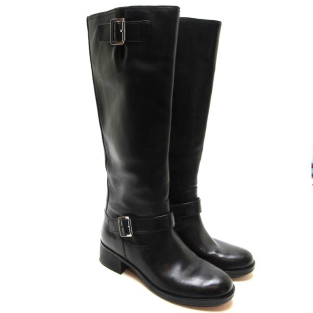 Prada Black Leather Riding Boots - EU 37.5